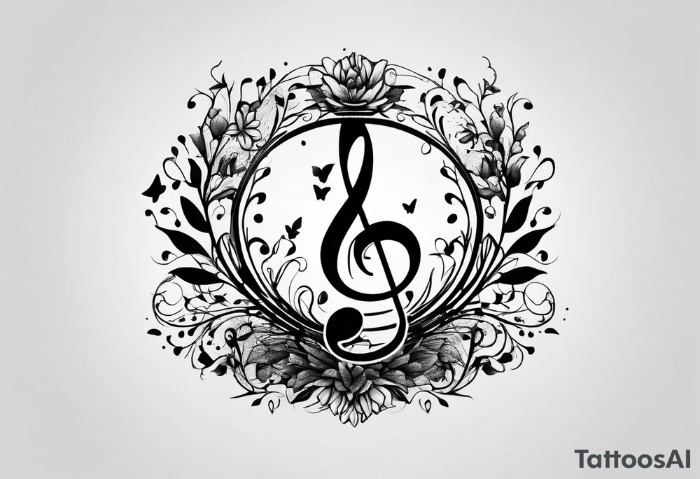 A music note in nature tattoo idea