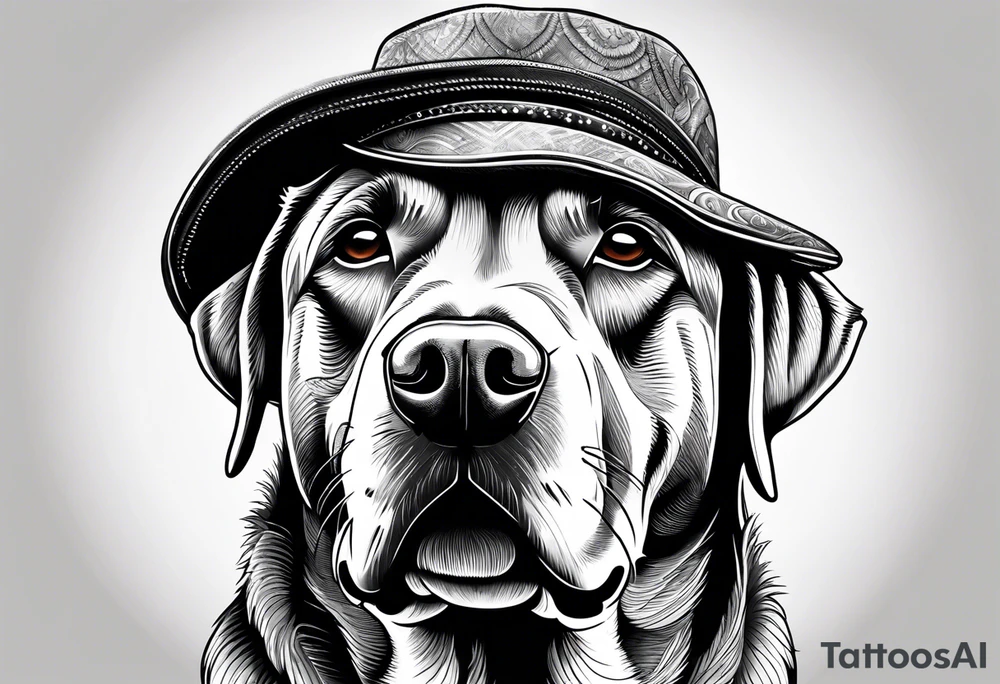 Labrador wearing a hat tattoo idea