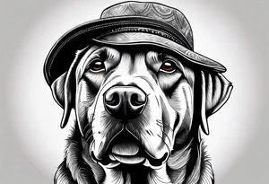 Labrador wearing a hat tattoo idea