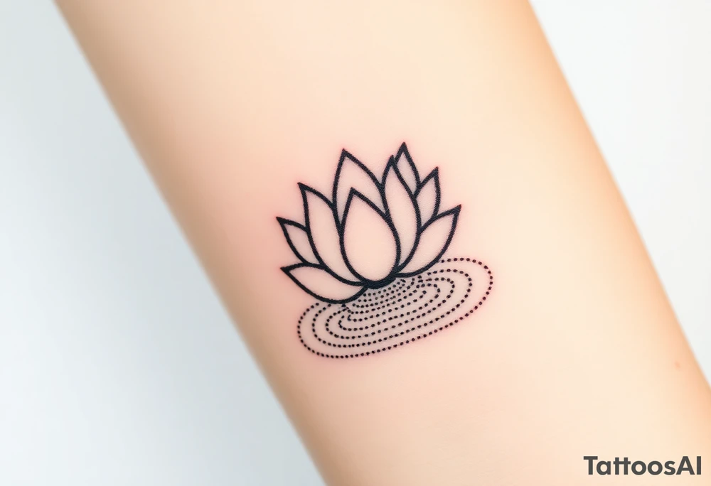 serene lotus flower emerging from sacred waters with ripples tattoo idea