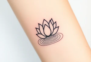 serene lotus flower emerging from sacred waters with ripples tattoo idea