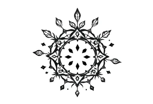 a round floral pattern containing symbols and icons for christmas, winter, mistletoe, oklive branches tattoo idea