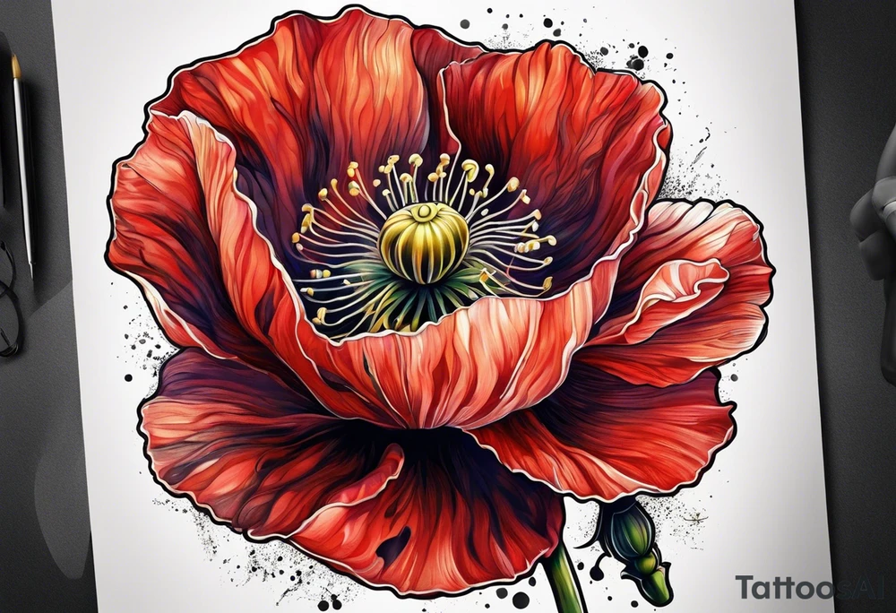 Poppy flower tattoo idea