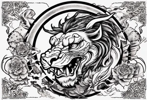Dragón with a lion tattoo idea