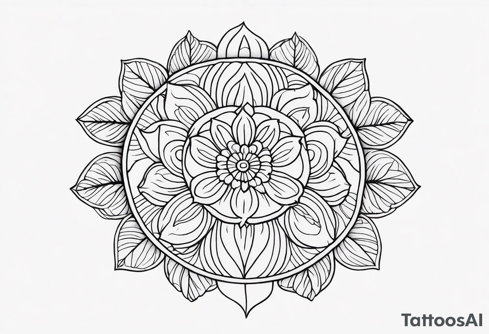 flowers, leaves mandala tattoo idea