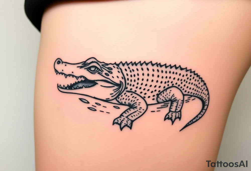 crocodile swimming in water tattoo idea