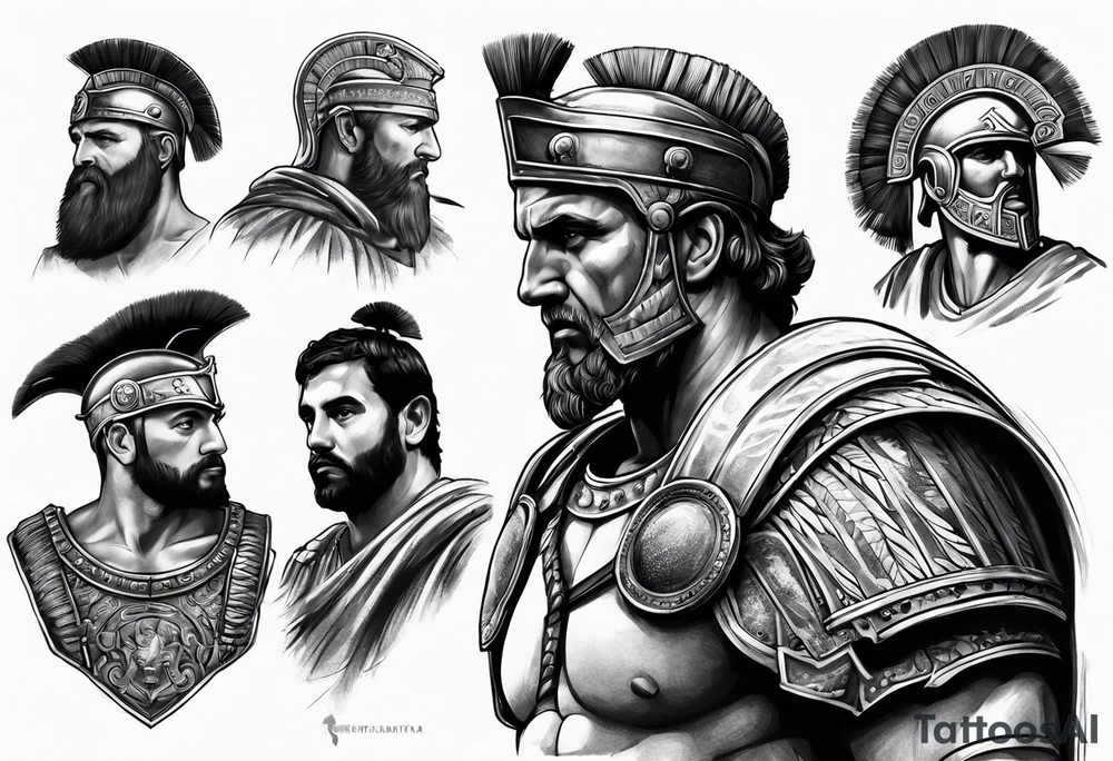 Sleeve tattoo, Roman empire, legionaries, gladiator, Colosseum tattoo idea