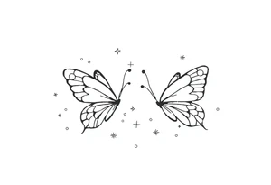 Simple outline of butterflies with lots of sparkles and bubbles tattoo idea