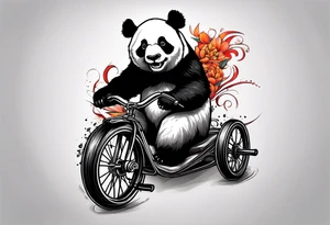 panda riding a tricycle tattoo idea