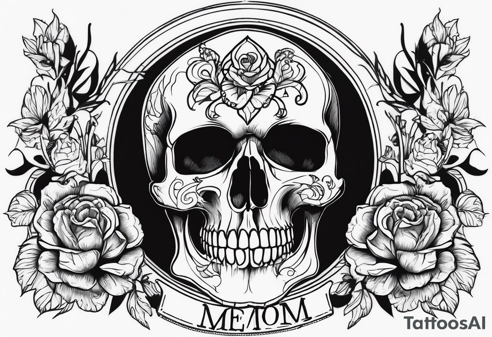 Skull tattoo with Memento Mori written on it tattoo idea