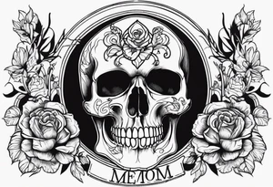 Skull tattoo with Memento Mori written on it tattoo idea