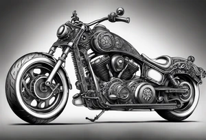 a drawing of a motorcycle made out of gears tattoo idea