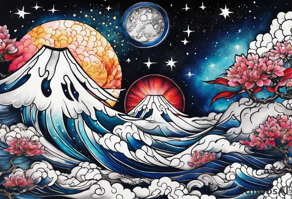 Celestial galaxy realistic tattoo idea