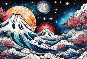 Celestial galaxy realistic tattoo idea