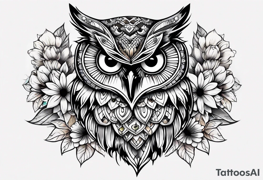 Owl, butterfly and sunflower are sleeve tattoo idea