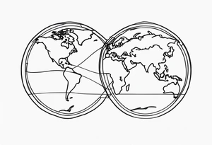 world drawn single line tattoo idea
