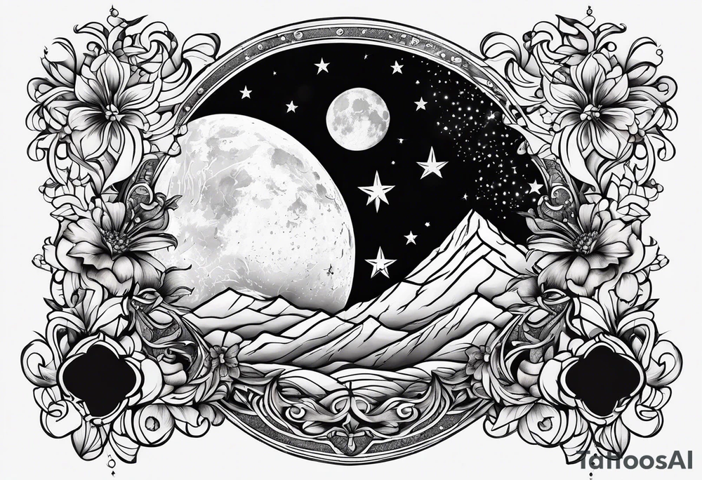 Moon and stars tattoo idea