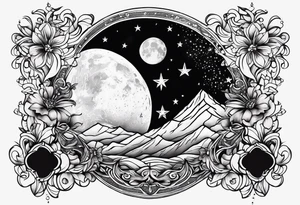 Moon and stars tattoo idea