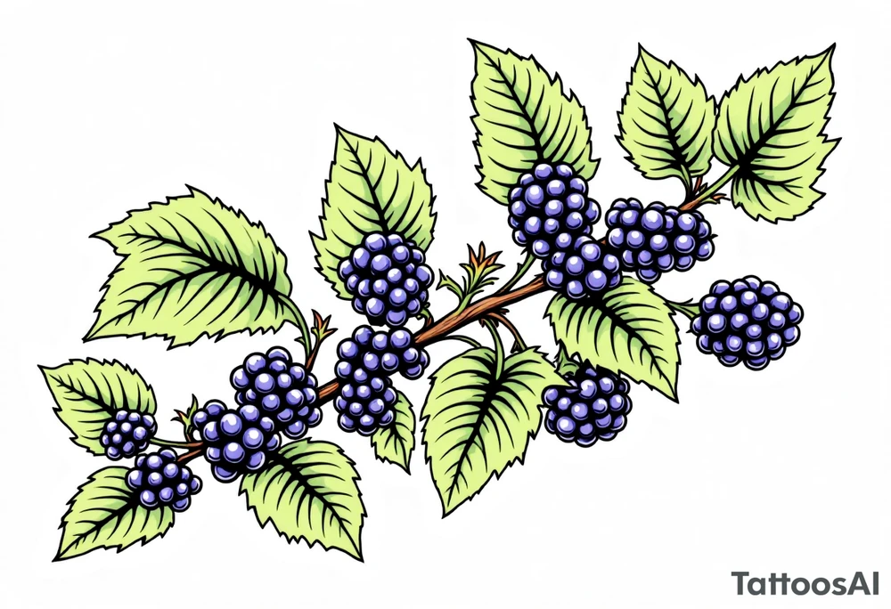 American traditional style Blackberry vine in a line tattoo idea