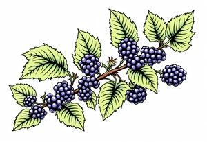 American traditional style Blackberry vine in a line tattoo idea