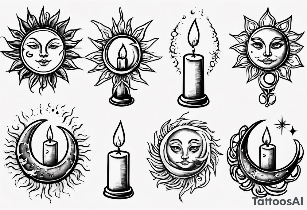 Sun. Moon. Candle. tattoo idea