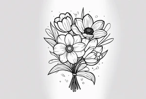Bouquet of daffodils gerberas and tulips tattoo idea
