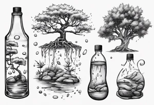 Small spring water beside an oka tree tattoo idea