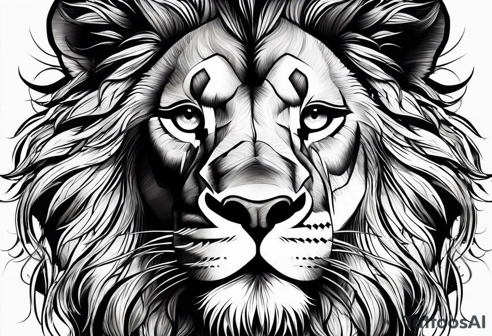 realistic laying lion tattoo idea