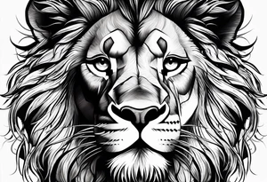 realistic laying lion tattoo idea