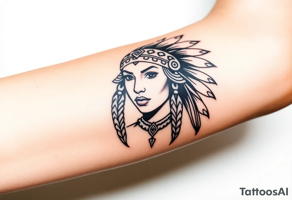 Female Native American woman tattoo idea