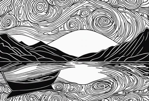 starry night van gogh, aquatic version tattoo idea