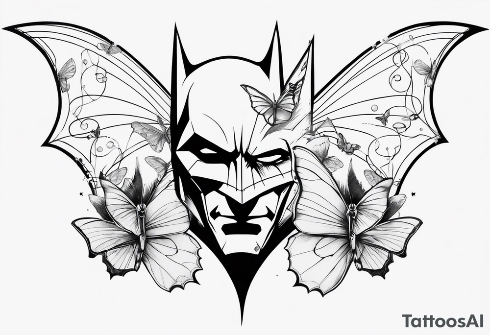 Batman and Joker tattoo with butterflies tattoo idea