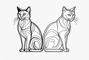 Two cat outline. One gray and one black tattoo idea