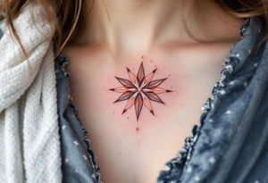 A rose gold eight-pointed star tattoo adds elegance, love, and self-worth. tattoo idea