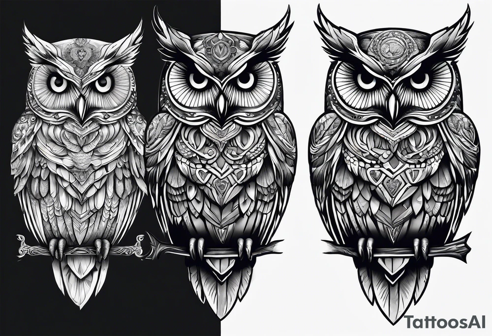 Owl carrying a skull tattoo idea