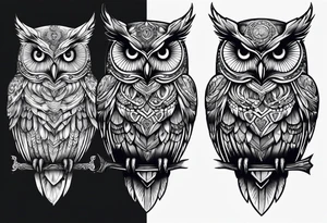 Owl carrying a skull tattoo idea