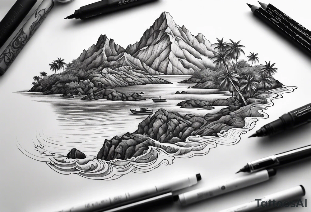 island background tattoo idea