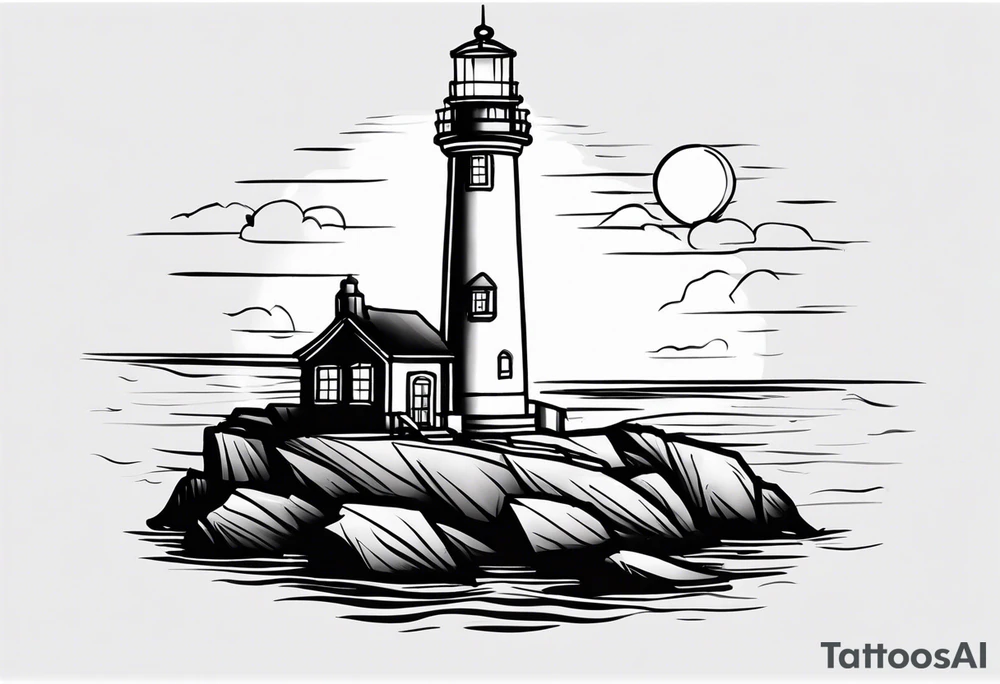 lighthouse evening light up tattoo idea