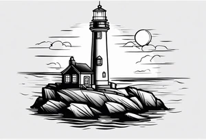 lighthouse evening light up tattoo idea