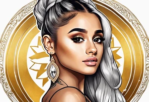 Ariana Grande surrounded in a golden aura tattoo idea