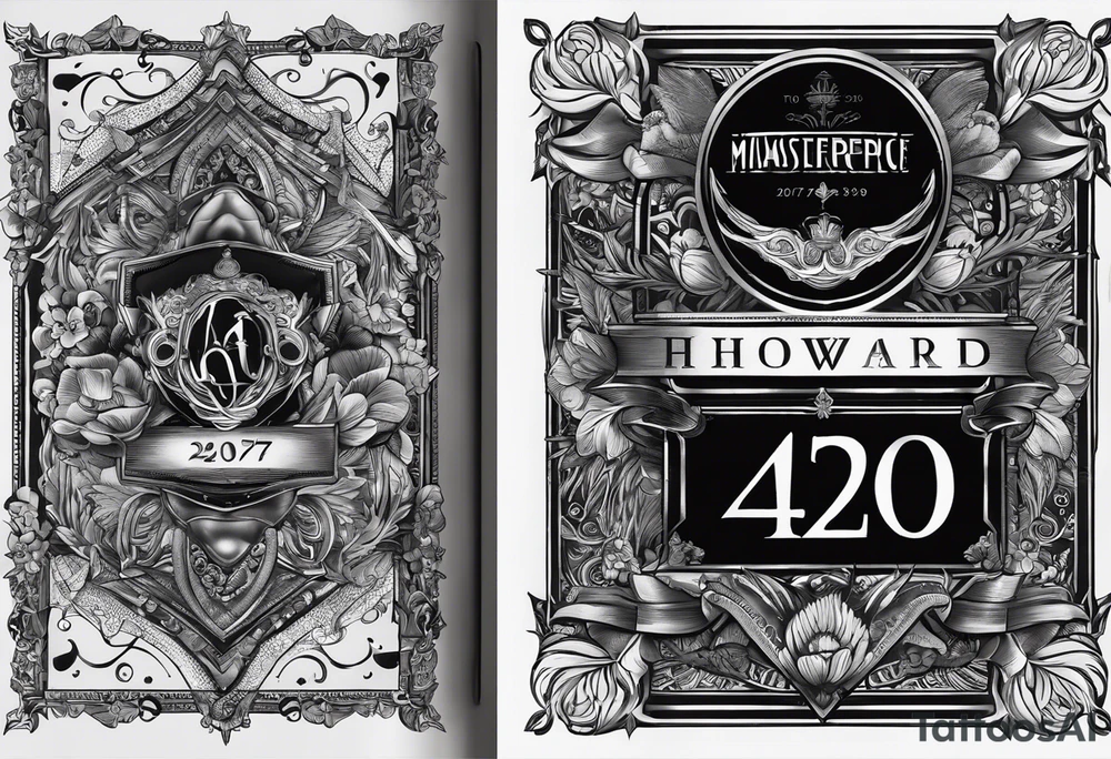 Book cover with "Howard 22.07.1937 - 23.03.2023" and a pen.  No photo on the book, just the words. tattoo idea