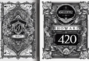 Book cover with "Howard 22.07.1937 - 23.03.2023" and a pen.  No photo on the book, just the words. tattoo idea