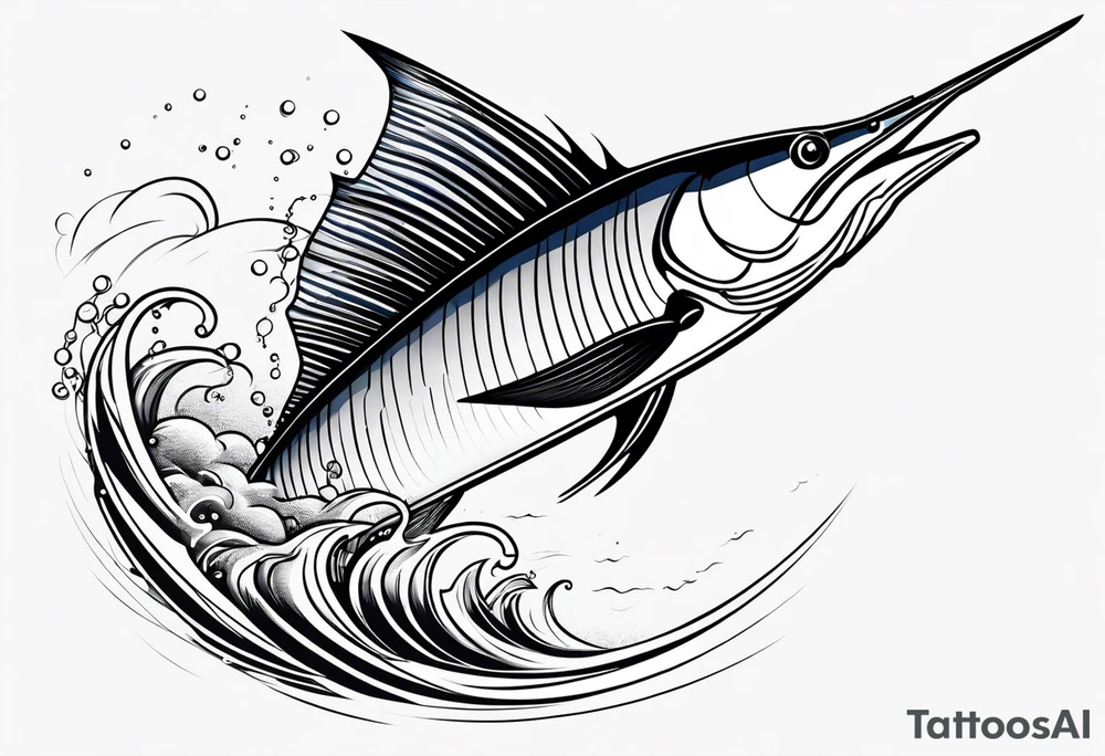 Sailfish, jumping out of the water geometric tattoo idea