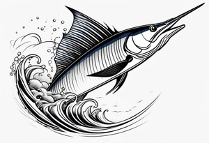 Sailfish, jumping out of the water geometric tattoo idea