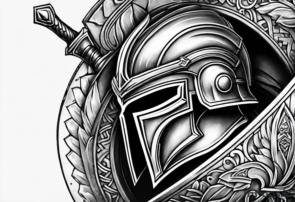 Spartan sword and shield tattoo idea
