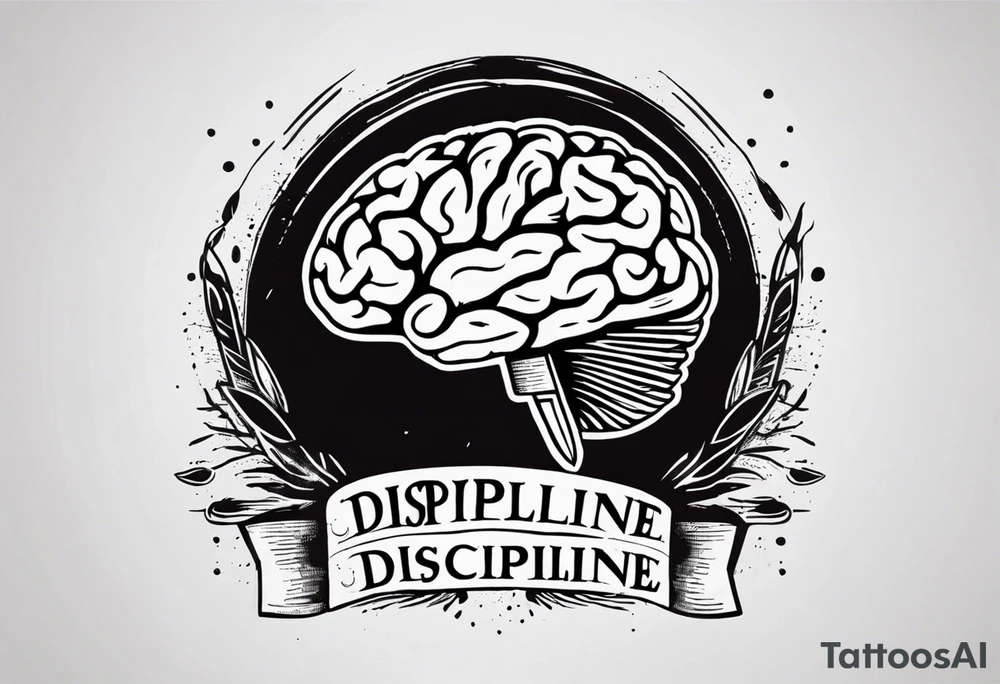 a knife through a brain, discipline words tattoo idea