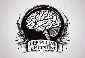 a knife through a brain, discipline words tattoo idea