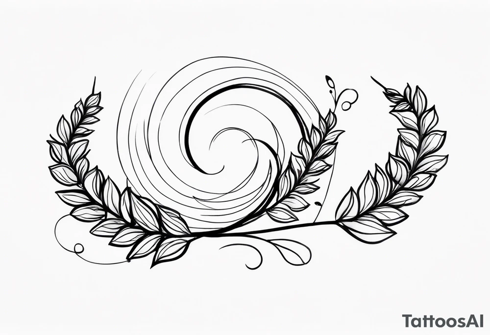 Three spirals in a line and sprig of heather tattoo idea