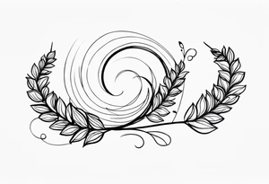 Three spirals in a line and sprig of heather tattoo idea