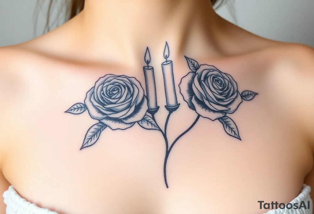 Blue, 2 roses, 2 candles, water tattoo idea